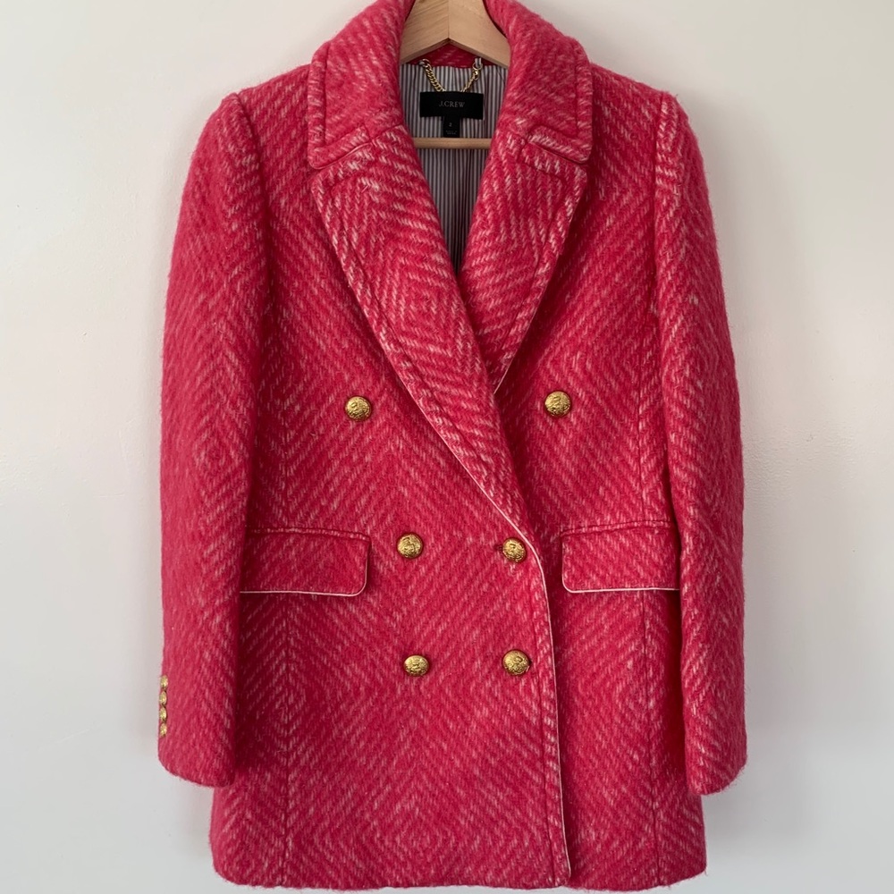 J. Crew Pink Herringbone Coat